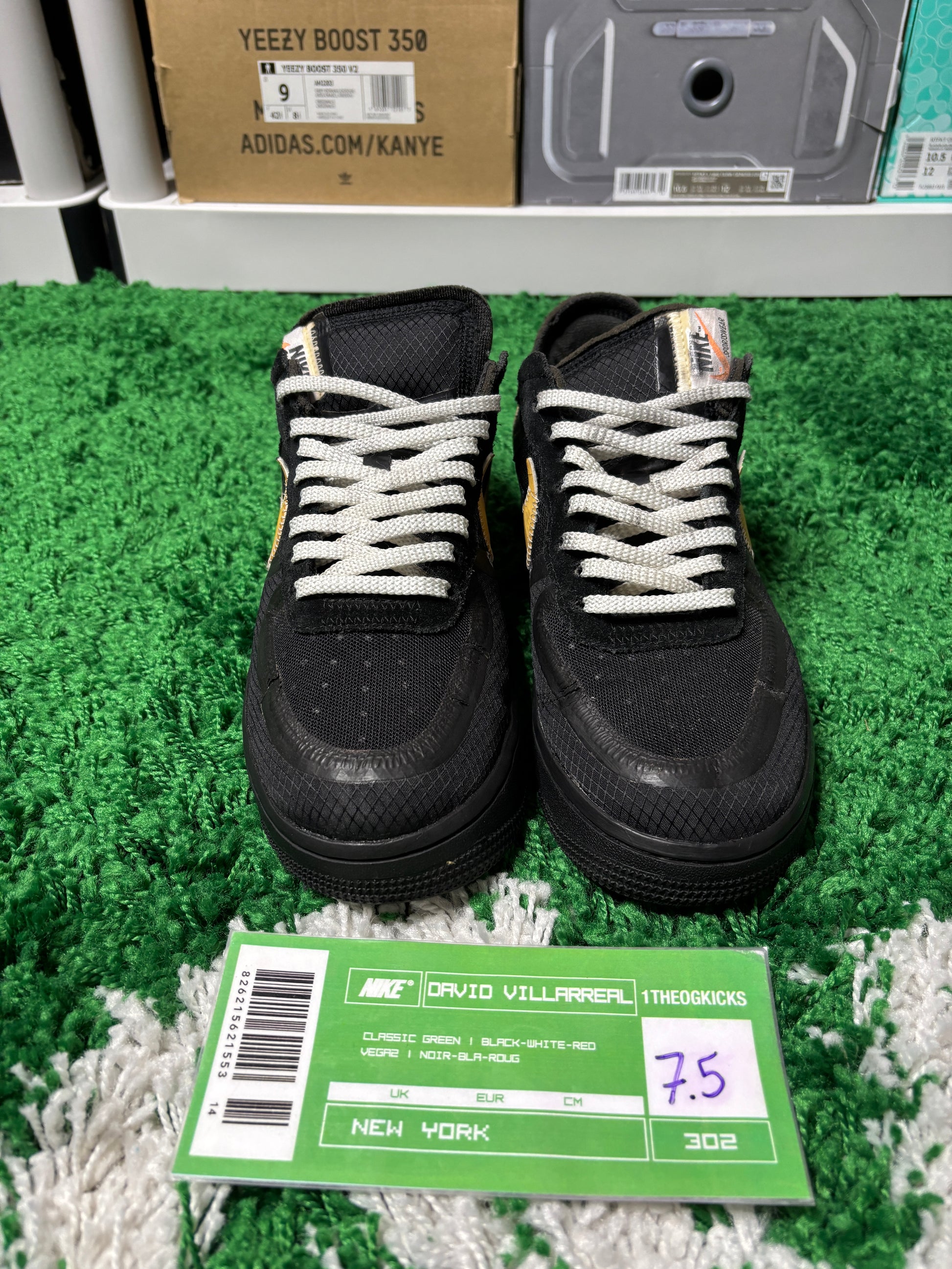 Nike Air Force 1 OFF WHITE Black - size 7.5