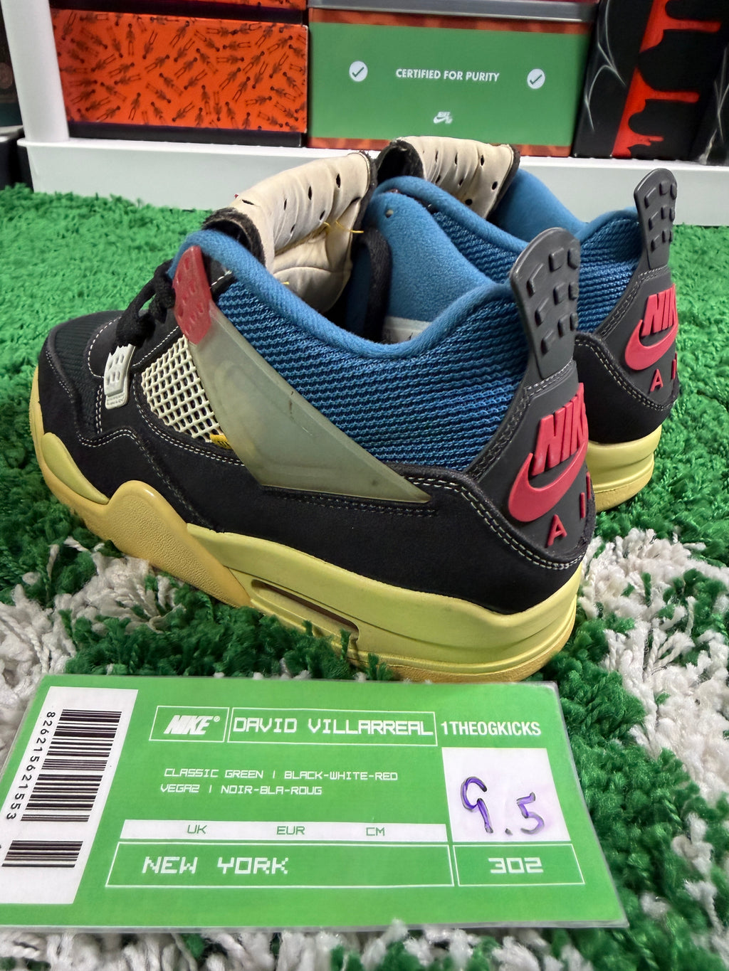 Jordan 4 Union Off Noir - Size 9.5