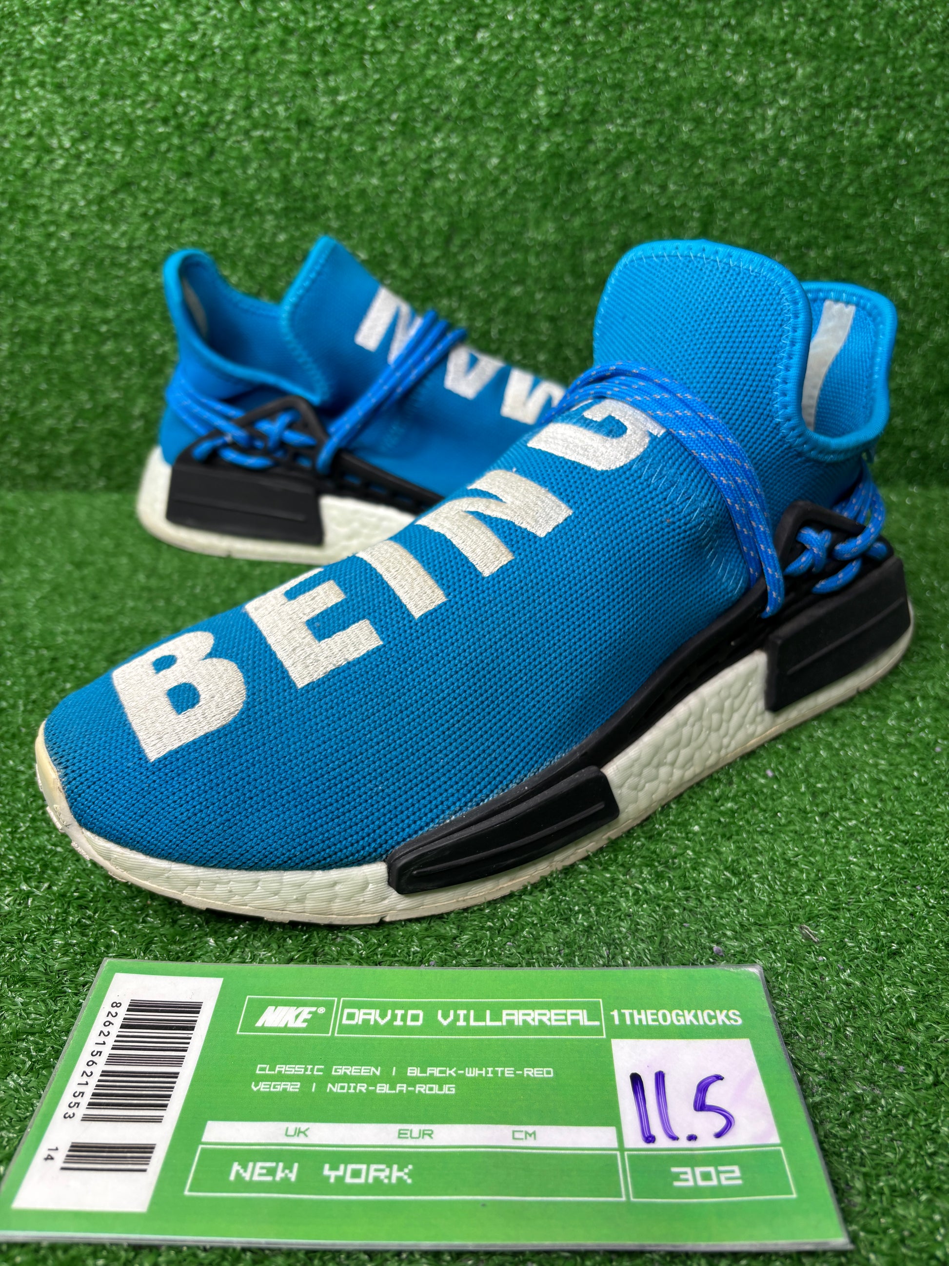 Addidas Pharrell x NMD Human Race 'Sharp Blue' - Size 11.5