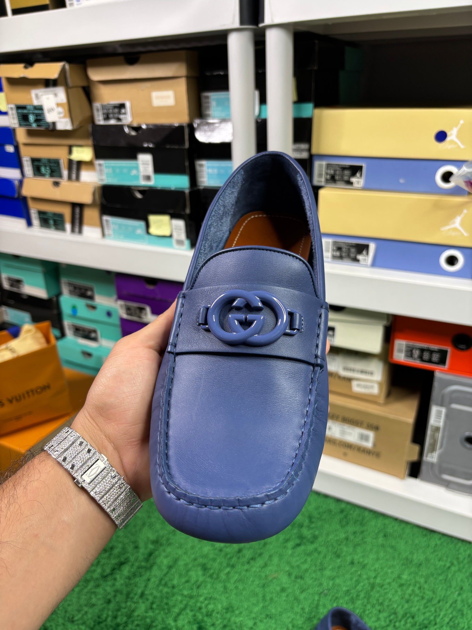 Gucci Interlocking GG Leather Loafers - Size 10.5