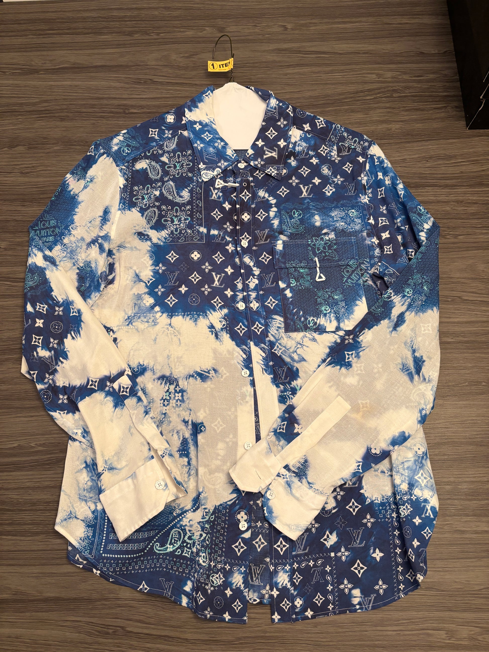 LV Monogram Bandana Hook Detail Long-Sleeved Shirt - Size L