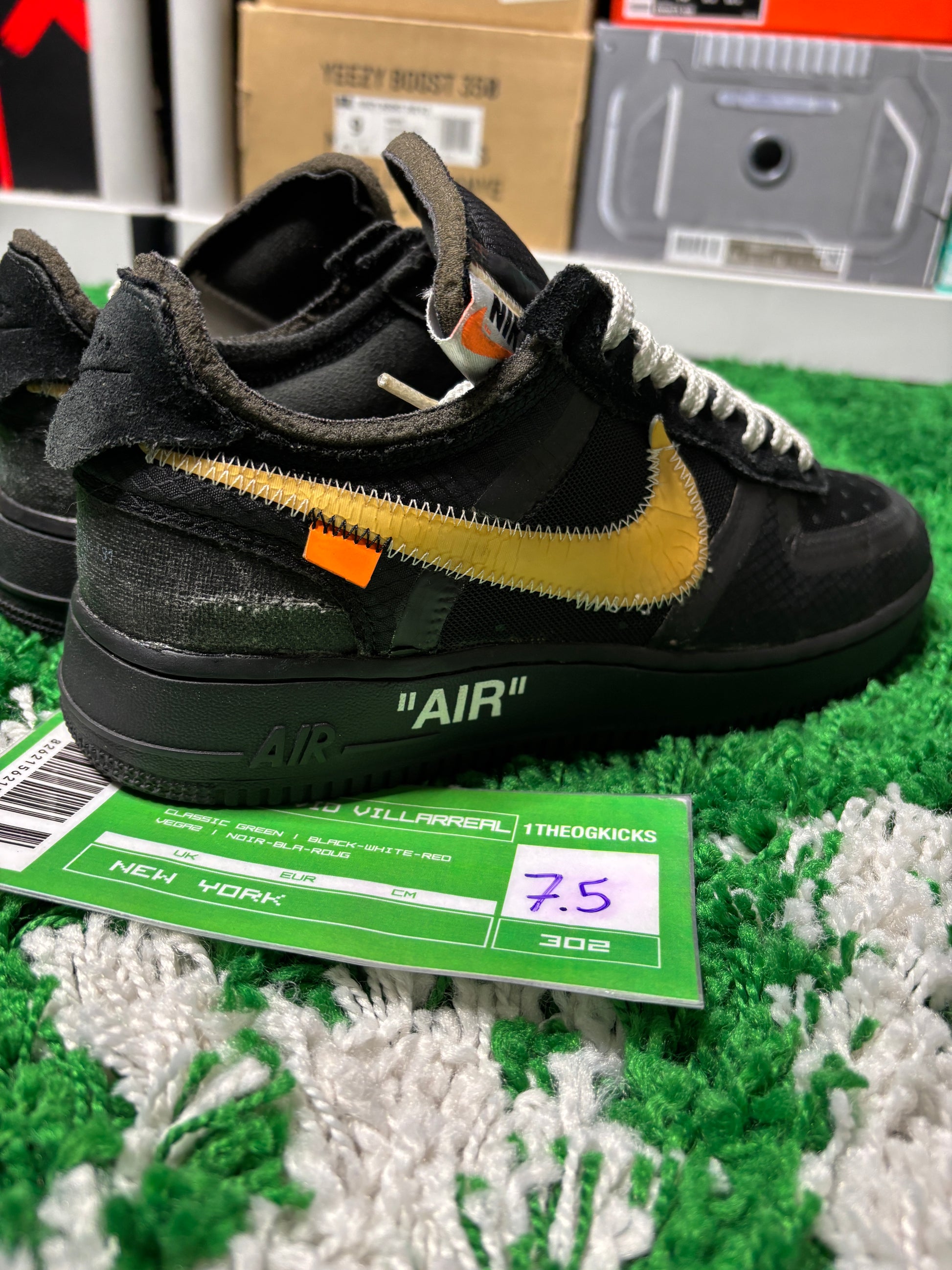 Nike Air Force 1 OFF WHITE Black - size 7.5