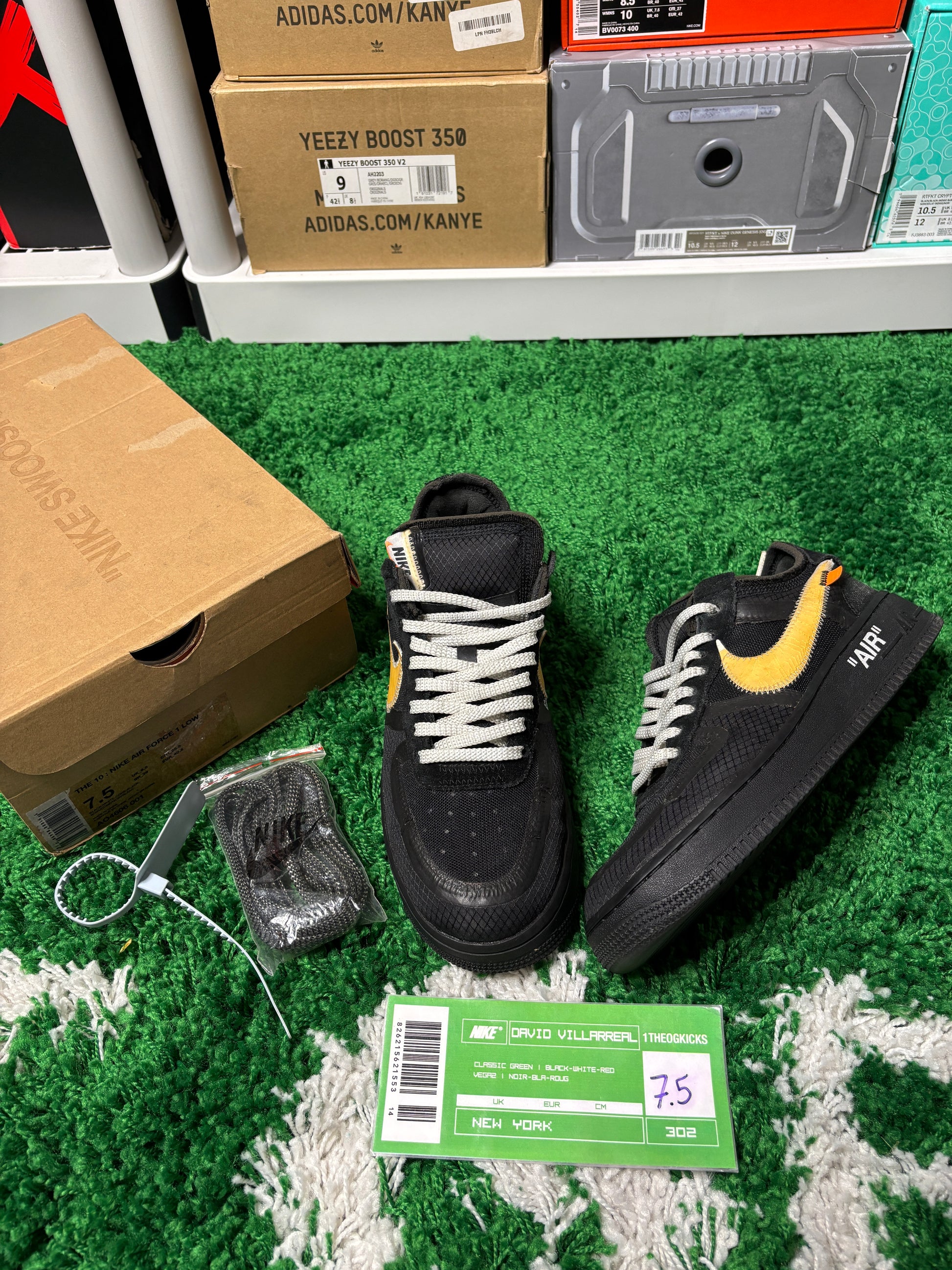 Nike Air Force 1 OFF WHITE Black - size 7.5