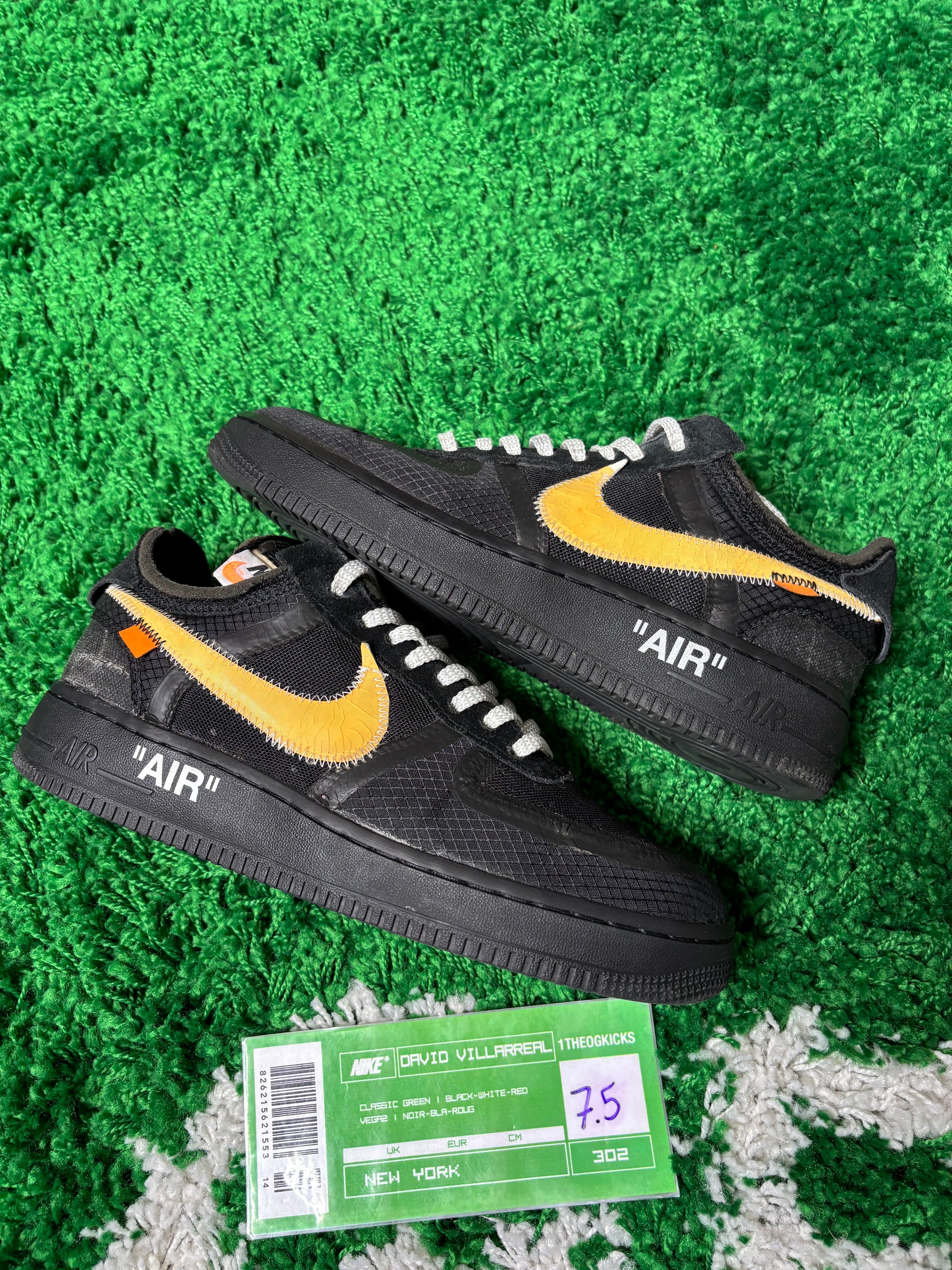 Nike Air Force 1 OFF WHITE Black - size 7.5