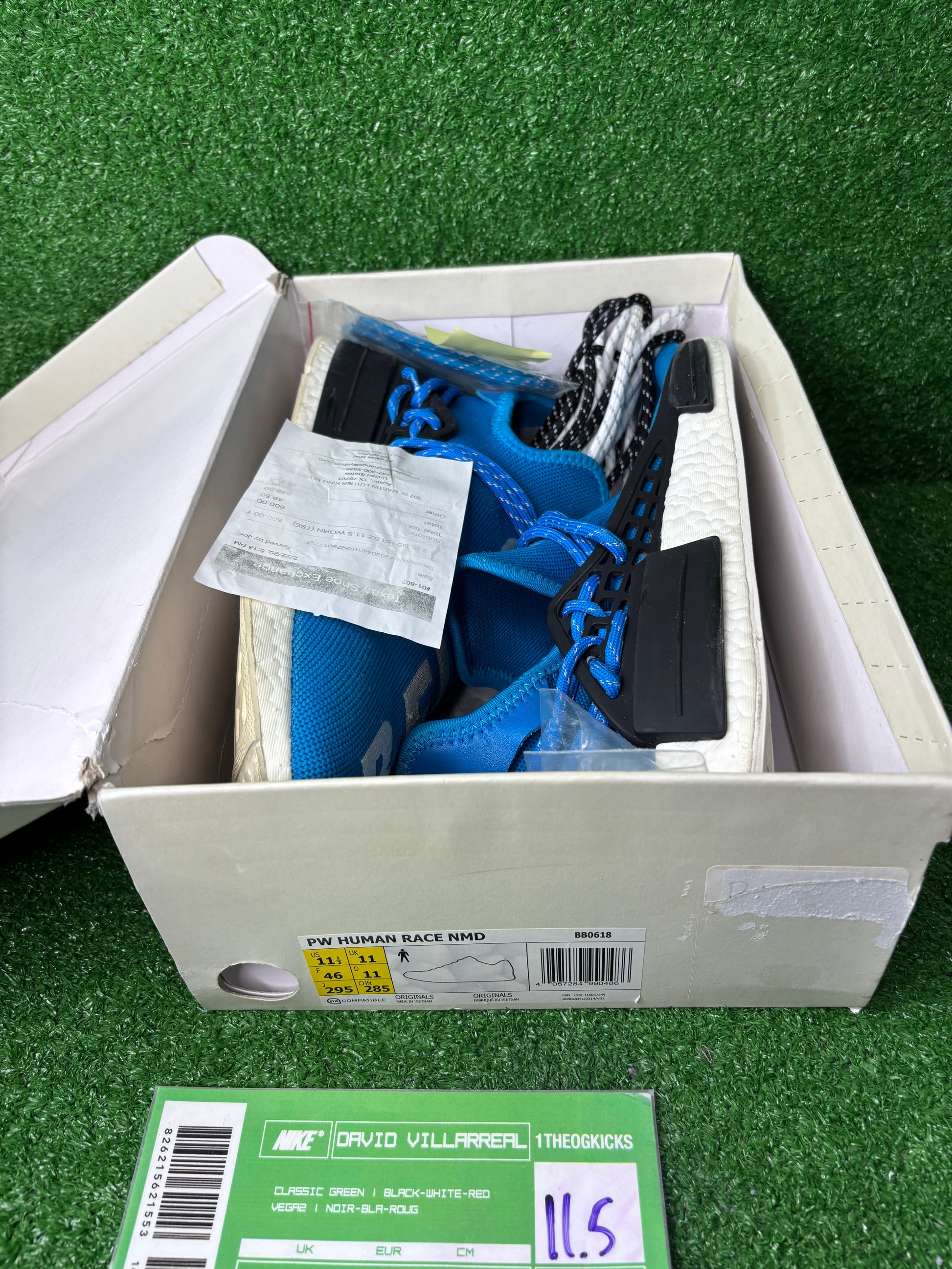 Addidas Pharrell x NMD Human Race 'Sharp Blue' - Size 11.5