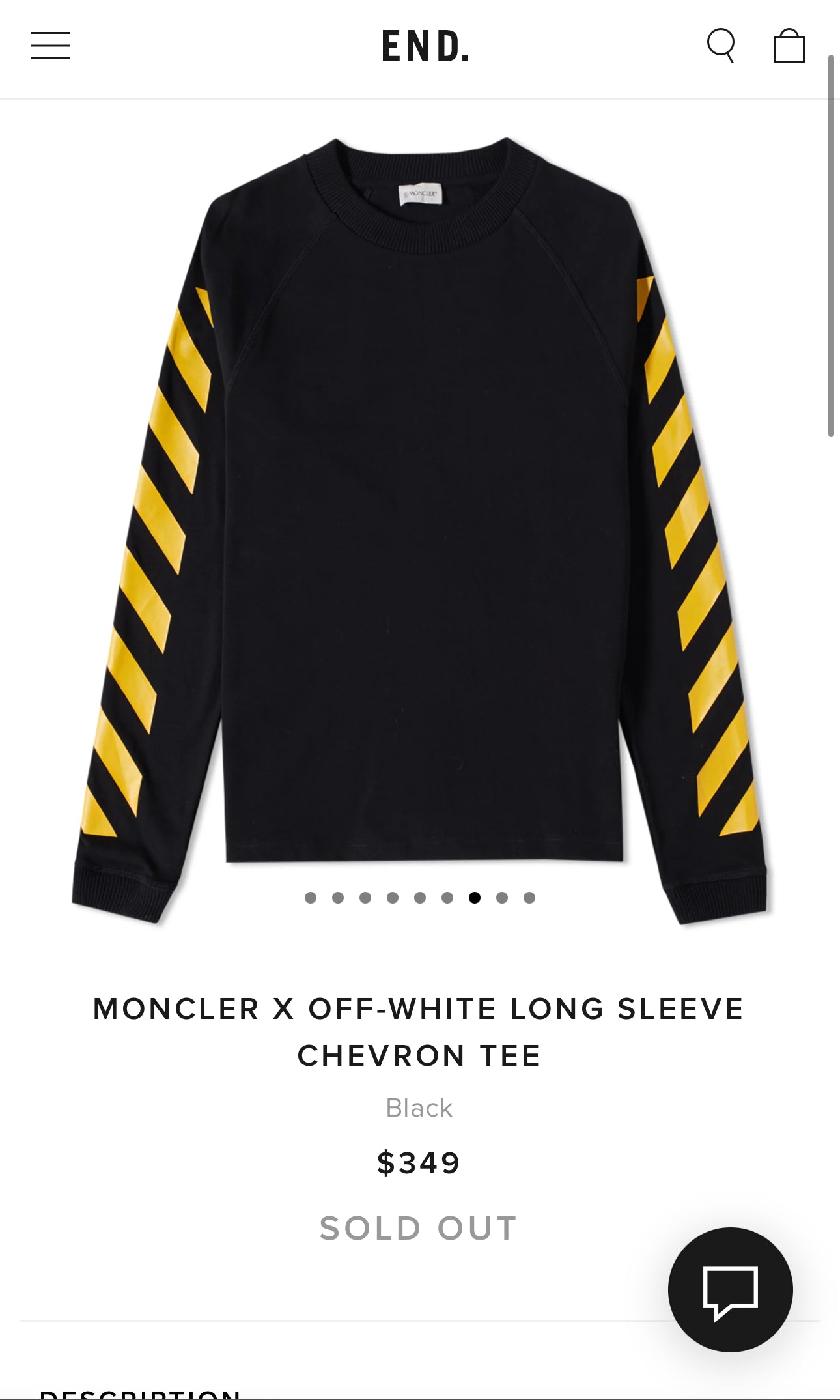 Moncler x Off-White Long Sleeve Chevron Tee - Size L