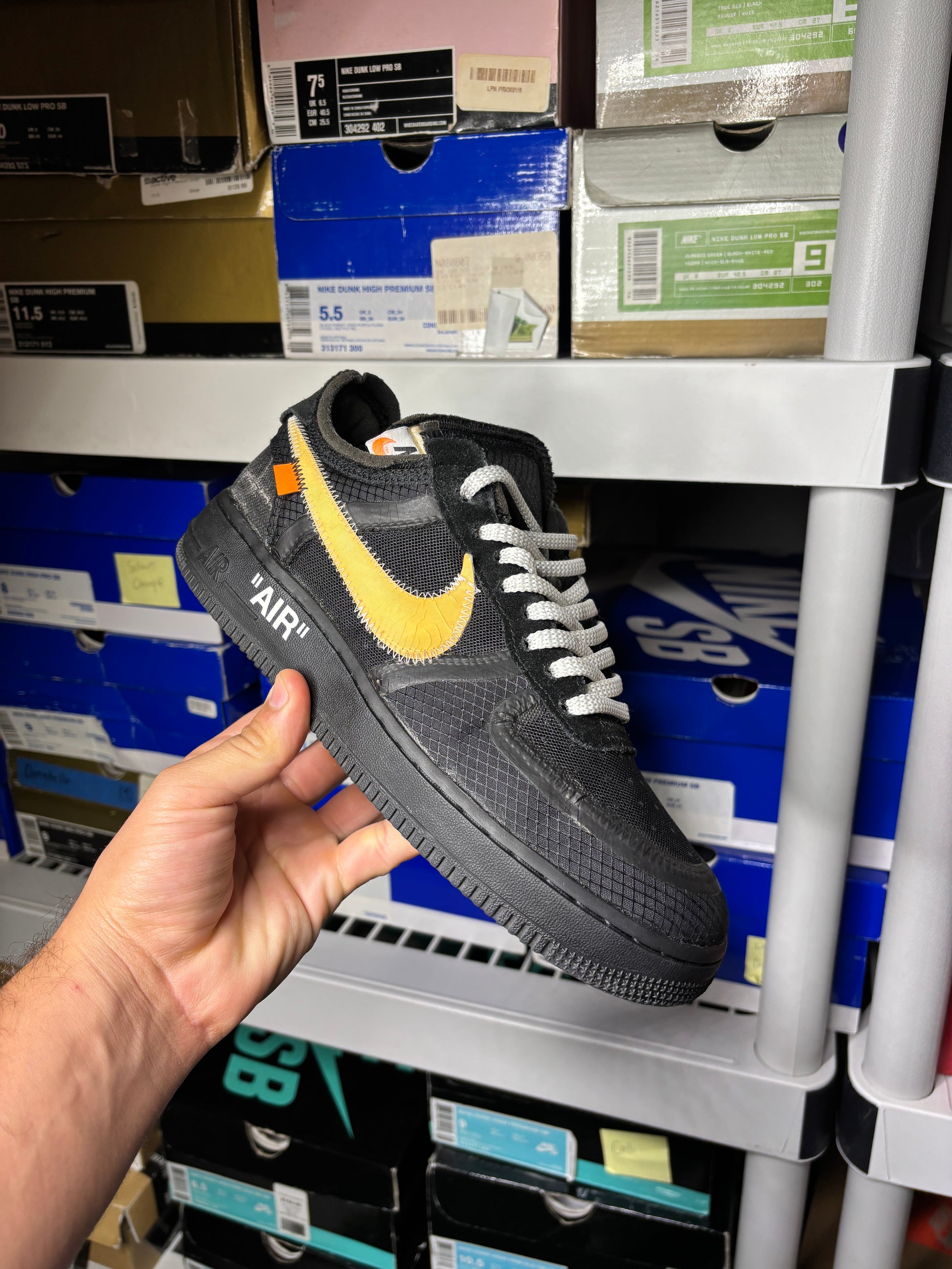 Nike Air Force 1 OFF WHITE Black - size 7.5