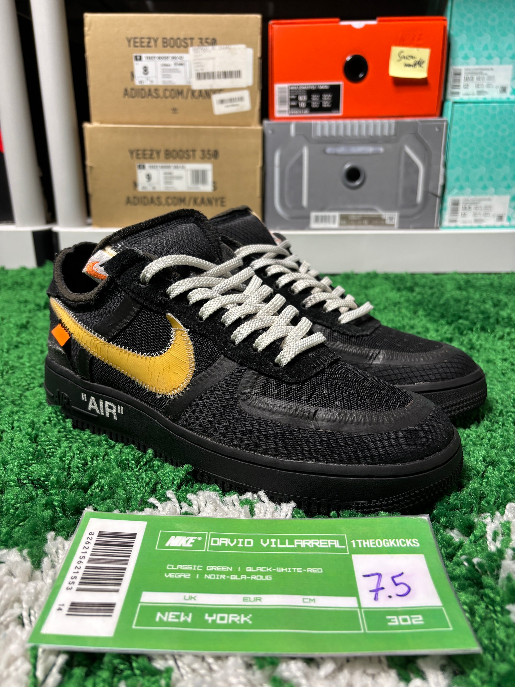 Nike Air Force 1 OFF WHITE Black - size 7.5