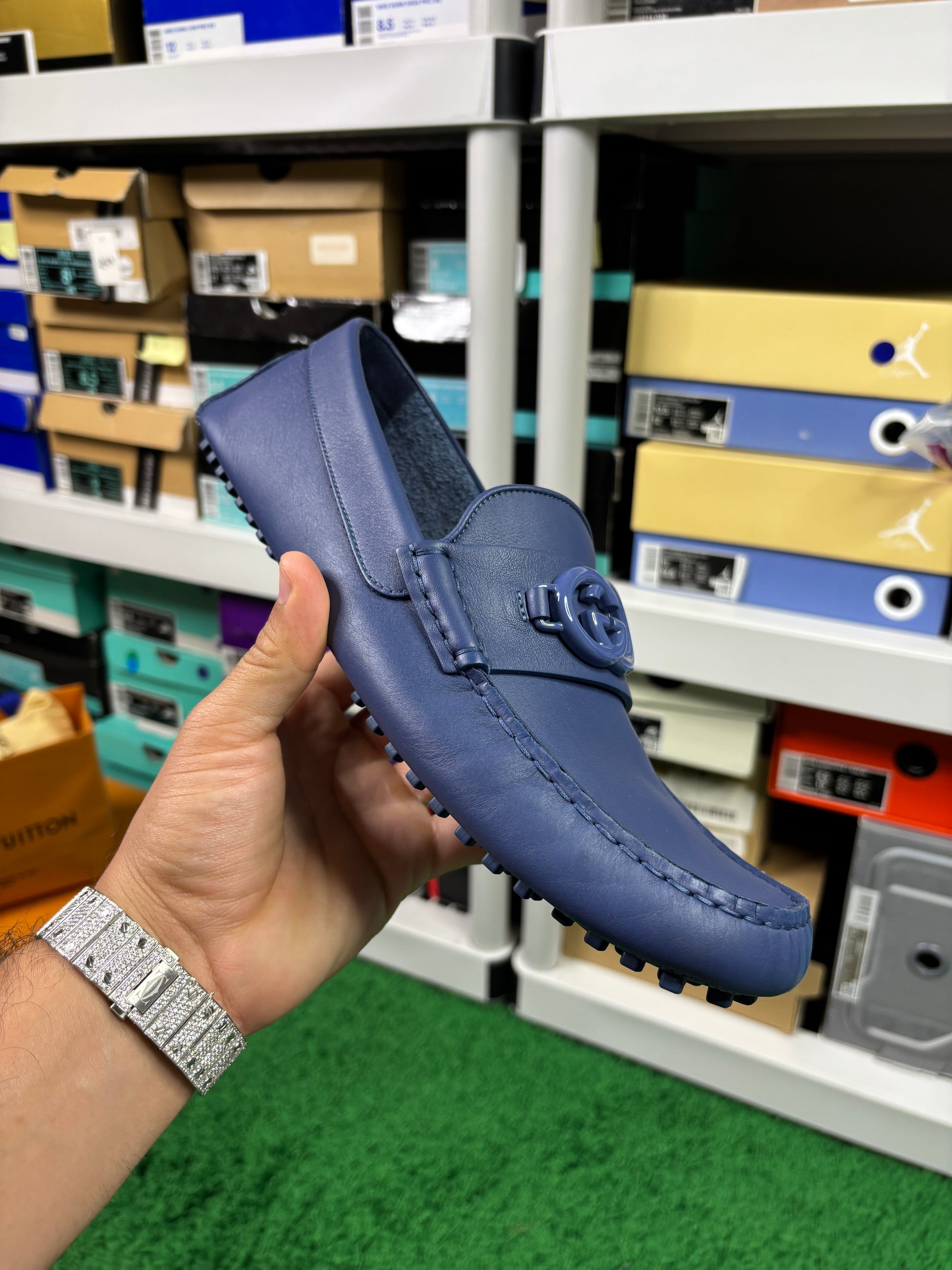 Gucci Interlocking GG Leather Loafers - Size 10.5