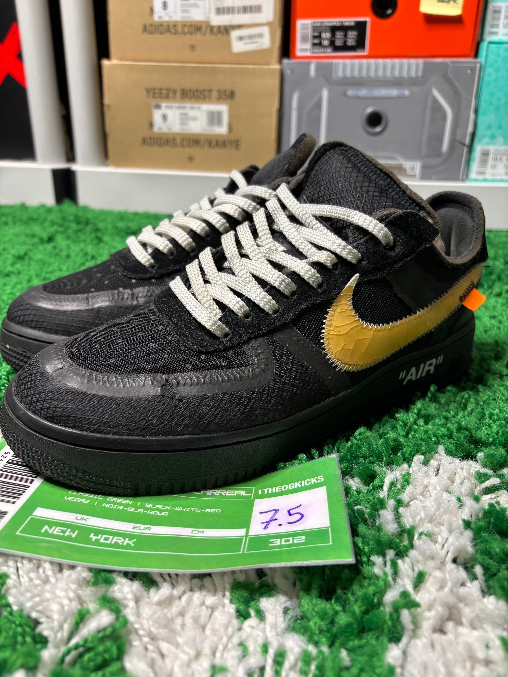 Nike Air Force 1 OFF WHITE Black - size 7.5