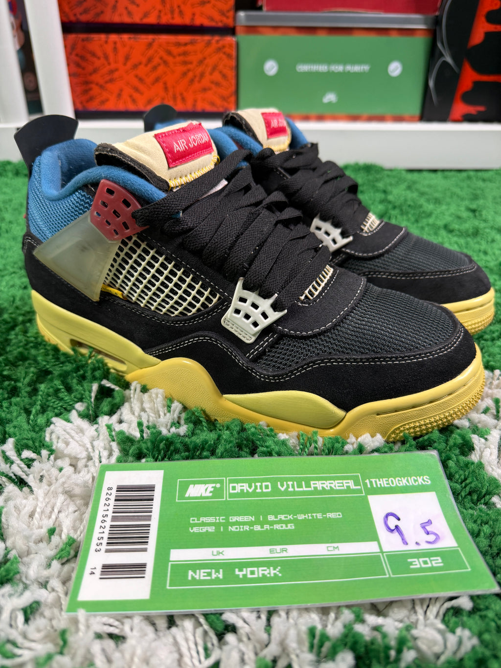 Jordan 4 Union Off Noir - Size 9.5