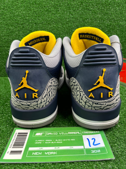 Air Jordan 3 Michigan Wolverines PE Sample - Size 12