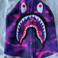 BAPE Color Camo Shark Hoodie Half Sleeve Grey/Purple - Size XL